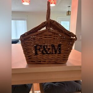 F&M Handwoven Wicker Basket Tote in Brown